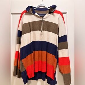 Free People Colorful Striped Zip-Up Sweater